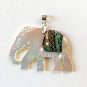 Bali sterling mother of pearl elephant pendant